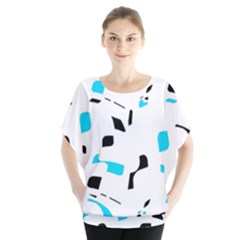 Blue, Black And White Pattern Blouse