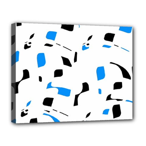 Blue, Black And White Pattern Canvas 14  X 11  by Valentinaart