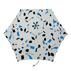 Blue, Black And White Pattern Mini Folding Umbrellas by Valentinaart