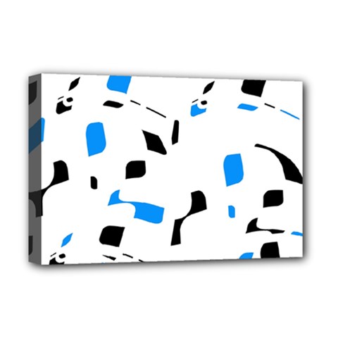 Blue, Black And White Pattern Deluxe Canvas 18  X 12   by Valentinaart