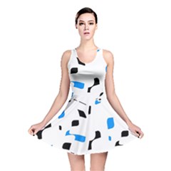 Blue, Black And White Pattern Reversible Skater Dress by Valentinaart