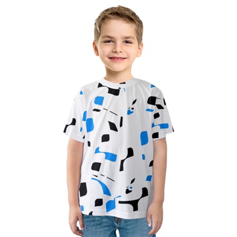 Blue, Black And White Pattern Kid s Sport Mesh Tee by Valentinaart