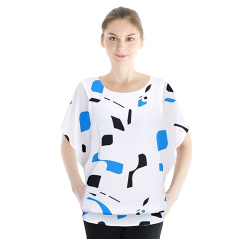 Blue, Black And White Pattern Blouse by Valentinaart