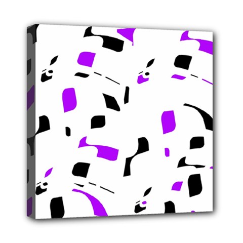 Purple, Black And White Pattern Mini Canvas 8  X 8  by Valentinaart