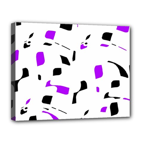 Purple, Black And White Pattern Canvas 14  X 11  by Valentinaart