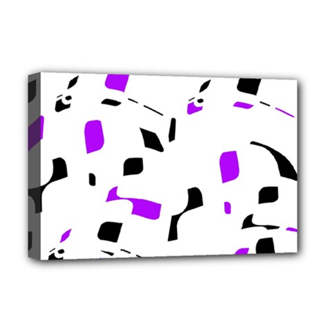 Purple, Black And White Pattern Deluxe Canvas 18  X 12   by Valentinaart