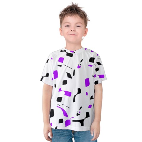 Purple, Black And White Pattern Kid s Cotton Tee by Valentinaart