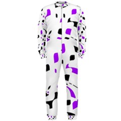 Purple, Black And White Pattern Onepiece Jumpsuit (men)  by Valentinaart