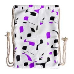 Purple, Black And White Pattern Drawstring Bag (large) by Valentinaart