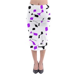 Purple, Black And White Pattern Midi Pencil Skirt