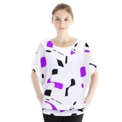 Purple, Black And White Pattern Blouse