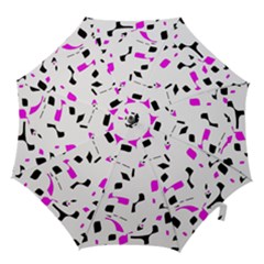 Magenta, Black And White Pattern Hook Handle Umbrellas (large) by Valentinaart