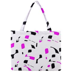 Magenta, Black And White Pattern Mini Tote Bag by Valentinaart