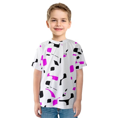 Magenta, Black And White Pattern Kid s Sport Mesh Tee by Valentinaart