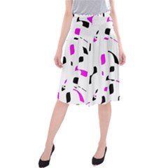 Magenta, Black And White Pattern Midi Beach Skirt