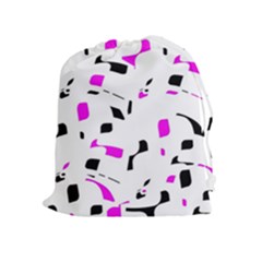 Magenta, Black And White Pattern Drawstring Pouches (extra Large)