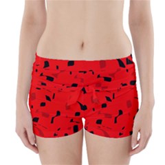 Red And Black Pattern Boyleg Bikini Wrap Bottoms by Valentinaart