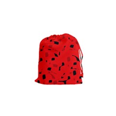 Red And Black Pattern Drawstring Pouches (xs) 