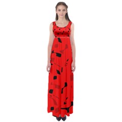 Red And Black Pattern Empire Waist Maxi Dress