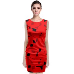 Red And Black Pattern Classic Sleeveless Midi Dress