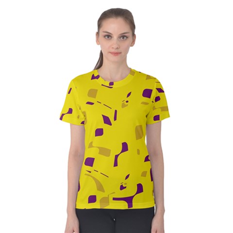 Yellow And Purple Pattern Women s Cotton Tee by Valentinaart