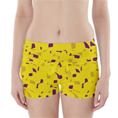 Yellow And Purple Pattern Boyleg Bikini Wrap Bottoms