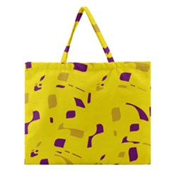 Yellow And Purple Pattern Zipper Large Tote Bag