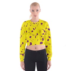 Yellow And Purple Pattern Women s Cropped Sweatshirt