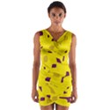 Yellow and purple pattern Wrap Front Bodycon Dress View1