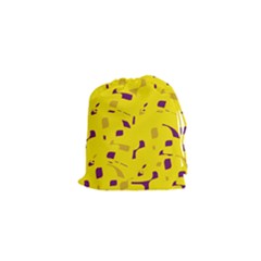 Yellow And Purple Pattern Drawstring Pouches (xs) 