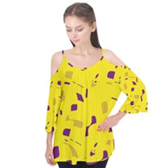 Yellow And Purple Pattern Flutter Tees