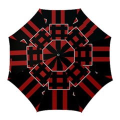 Red And Black Geometric Pattern Golf Umbrellas by Valentinaart