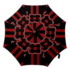 Red And Black Geometric Pattern Hook Handle Umbrellas (small) by Valentinaart