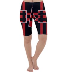 Red And Black Geometric Pattern Cropped Leggings  by Valentinaart