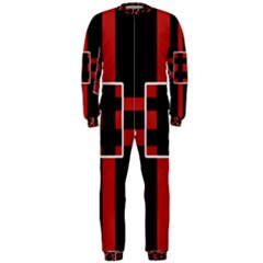 Red And Black Geometric Pattern Onepiece Jumpsuit (men)  by Valentinaart