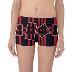 Red And Black Geometric Pattern Reversible Boyleg Bikini Bottoms