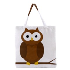 Cute Transparent Brown Owl Grocery Tote Bag by Valentinaart