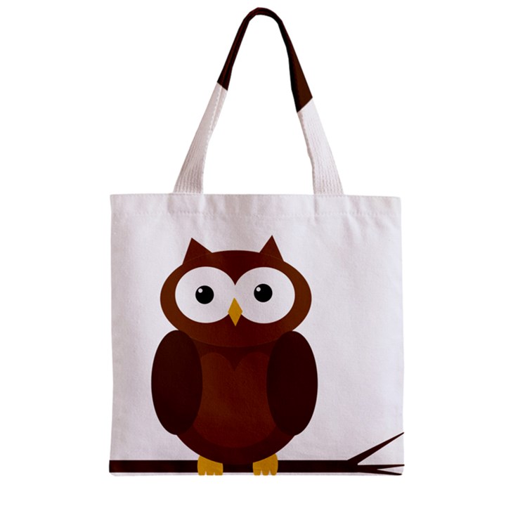 Cute transparent brown owl Zipper Grocery Tote Bag