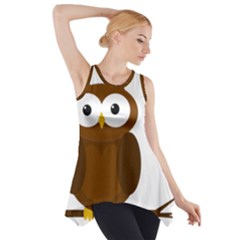 Cute Transparent Brown Owl Side Drop Tank Tunic