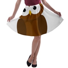 Cute Transparent Brown Owl A-line Skater Skirt by Valentinaart