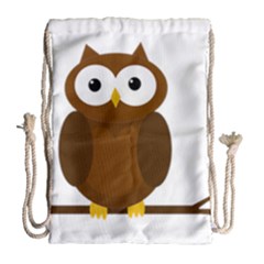 Cute Transparent Brown Owl Drawstring Bag (large) by Valentinaart