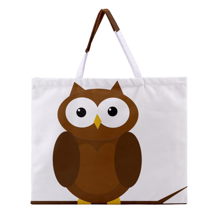 Cute transparent brown owl Zipper Large Tote Bag