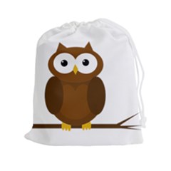 Cute Transparent Brown Owl Drawstring Pouches (xxl)