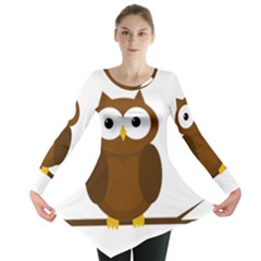 Cute Transparent Brown Owl Long Sleeve Tunic 