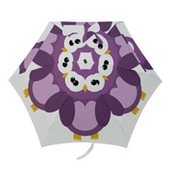 Purple Transparetn Owl Mini Folding Umbrellas by Valentinaart