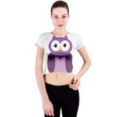 Purple Transparetn Owl Crew Neck Crop Top by Valentinaart