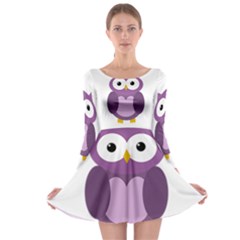 Purple Transparetn Owl Long Sleeve Skater Dress by Valentinaart