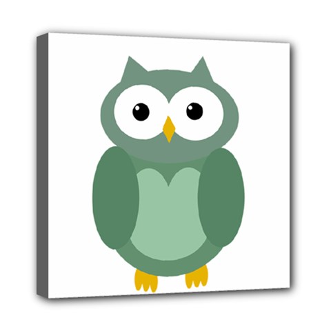 Green Cute Transparent Owl Mini Canvas 8  X 8  by Valentinaart