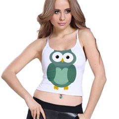 Green Cute Transparent Owl Spaghetti Strap Bra Top by Valentinaart