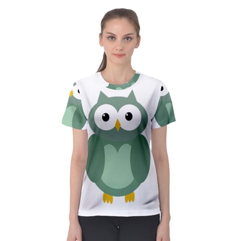 Green Cute Transparent Owl Women s Sport Mesh Tee by Valentinaart